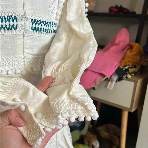 Zimmermann Style Long Sleeve Romantic Boho Lace Mini Dress Size XS/S - Picture 4 of 8